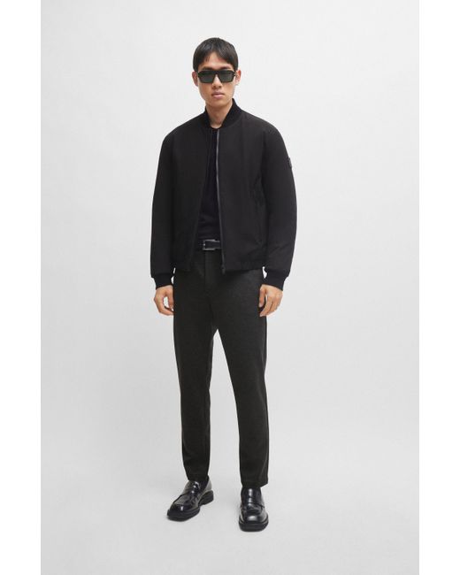 Boss Pullover aus Baumwolle mit V-Ausschnitt und Logo-Stickerei in Black für Herren
