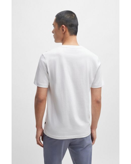 Boss Regular-Fit T-Shirt aus Baumwoll-Jersey mit Artwork der Saison in White für Herren