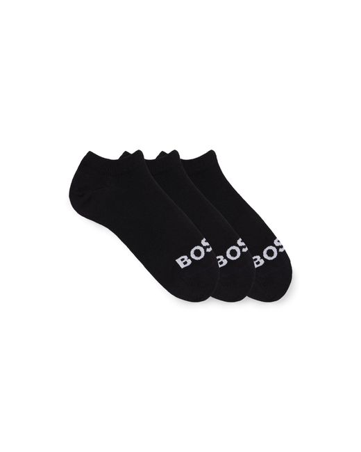Boss Black Three-Pack Of Ankle-Length Socks With Contrast Logos