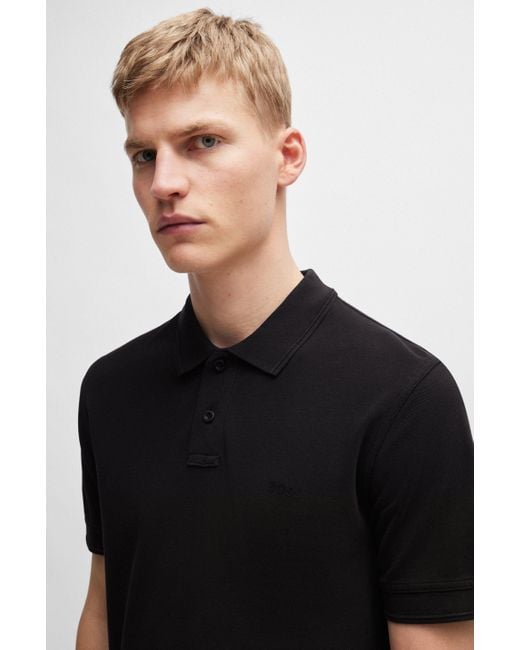 Boss Poloshirt aus Baumwoll-Piqué mit Logo-Print in Black für Herren