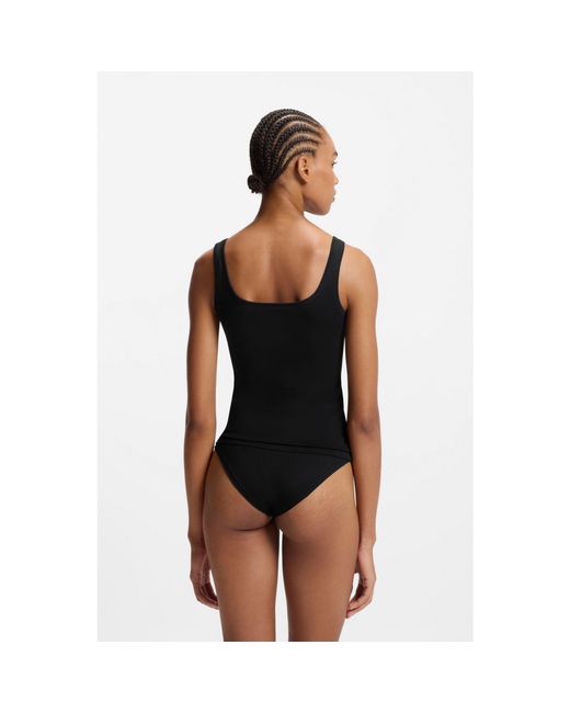 HUGO Black Stretch-Cotton Underwear Vest With Logo