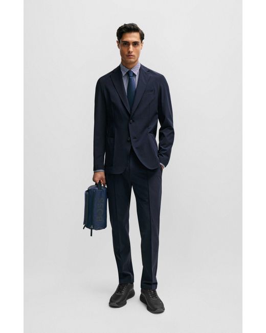 Boss Blue Slim-fit Jacket In Performance-stretch Material for men