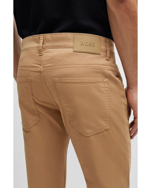 Boss Slim-fit Jeans Van Licht Satijnen Stretchdenim in het Brown voor heren