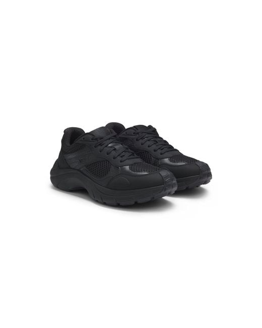 HUGO Black Trainers With Mesh And Faux Leather for men