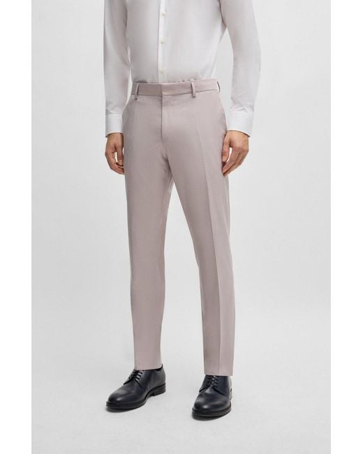 Boss Pink Slim-fit Suit In A Melange Wool Blend for men