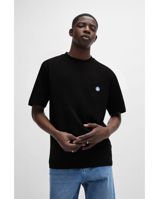 T-shirt en jersey de coton avec logo Smiley BOSS by Hugo Boss pour homme en coloris Black