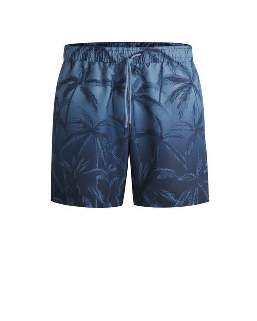 Boss Blue Quick-dry Swim Shorts With Seasonal Print for men