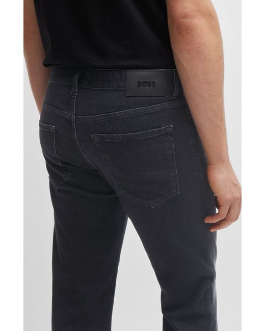 Boss Regular-fit Jeans In Black Italian Cashmere-touch Denim for men