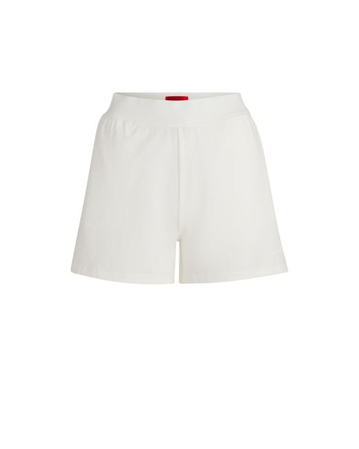 HUGO White Logo-Print Shorts