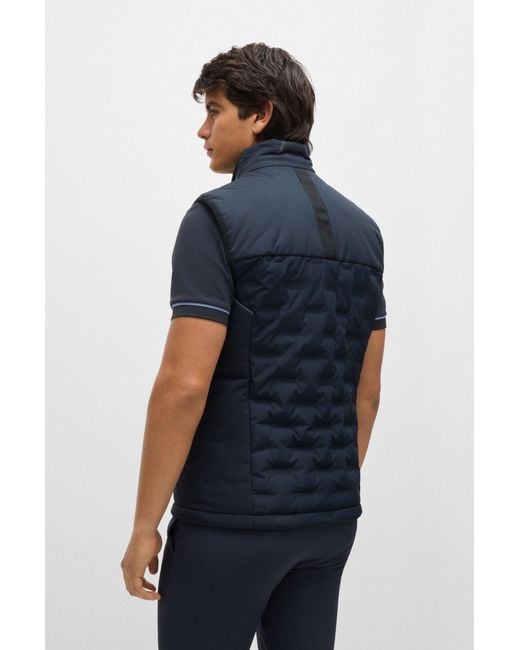 Boss Blue Water-repellent Gilet With Quilting for men