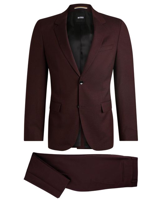 Boss Red Slim-fit Suit In Micro-patterned Virgin Wool for men
