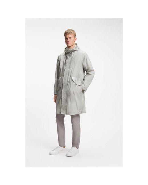 Boss Gray Waterproof Jacket With Digital Print for men