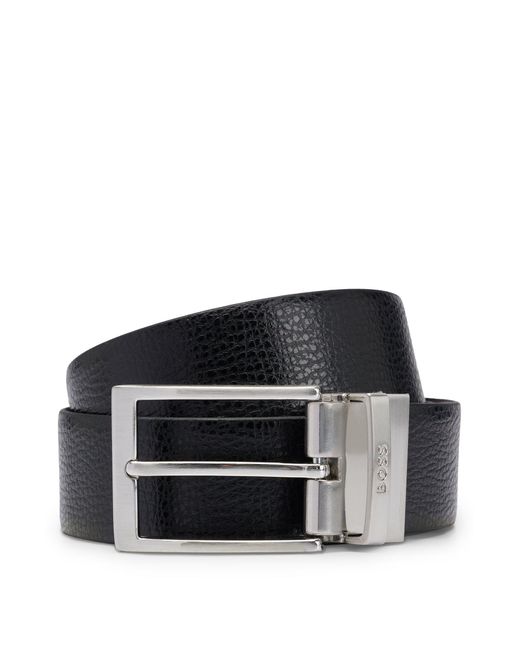 Ceinture réversible en cuir italien avec passant logoté Boss pour homme en coloris Black