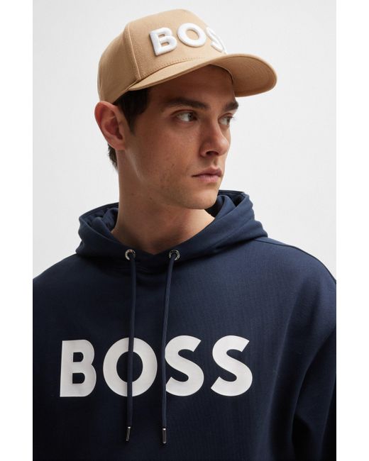 Boss Cap aus Baumwoll-Twill mit 3D-Logo-Stickerei in Natural für Herren