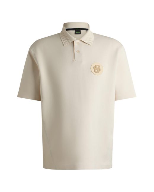 Boss White Stretch-jersey Polo Shirt With Double-monogram Badge for men