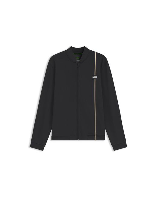 Boss Black Active Zip-Up Sweatshirt With Moisture Management for men