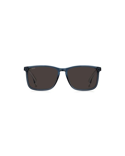 Boss Blue Acetate Sunglasses With Rubber Temples for men