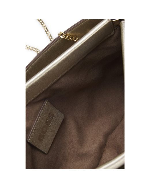 Boss Natural Revers Metallic-Leather Clutch Bag With Split Topline