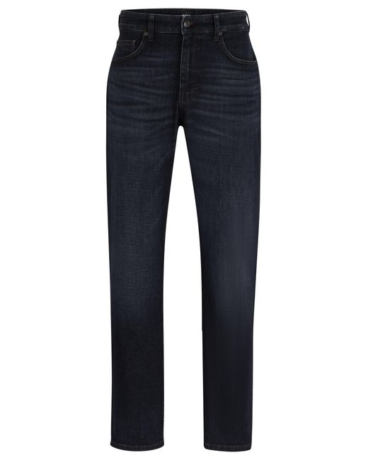 Boss Black Relaxed-fit Jeans In Blue Cashmere-touch Denim for men