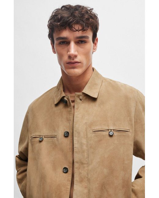 Boss Natural Jacket In Soft Suede for men