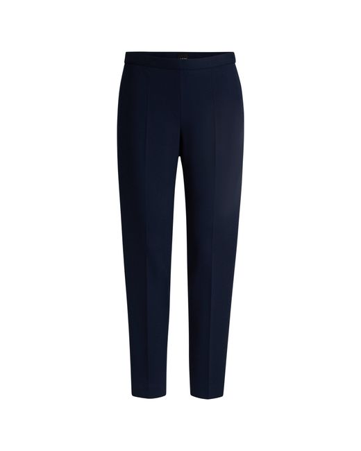 Boss Blue Regular-Fit Trousers With Front Crease