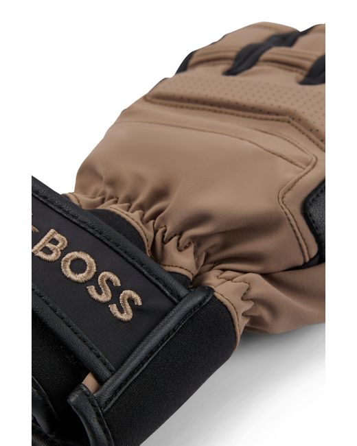 Boss Black X Perfect Moment Mixed-material Ski Gloves With Leather for men