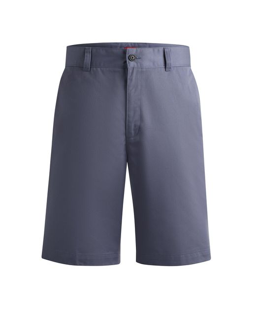 HUGO Blue Regular-fit Shorts With Slim Leg And Buttoned Pockets for men