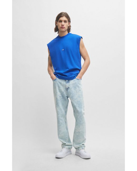 HUGO Baggy-Fit Jeans aus hellblauem Denim in Washed-Optik in Blue für Herren