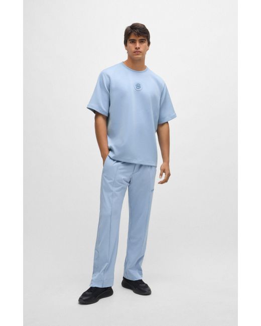 Boss Relaxed-Fit T-Shirt mit Aufnäher mit doppeltem Monogramm in Blue für Herren