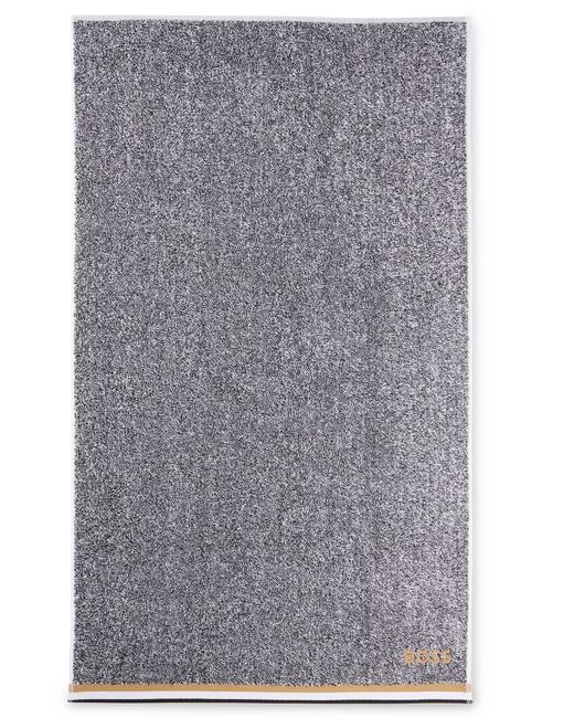 Boss Gray Cotton-jacquard Hand Towel With Signature Stripe