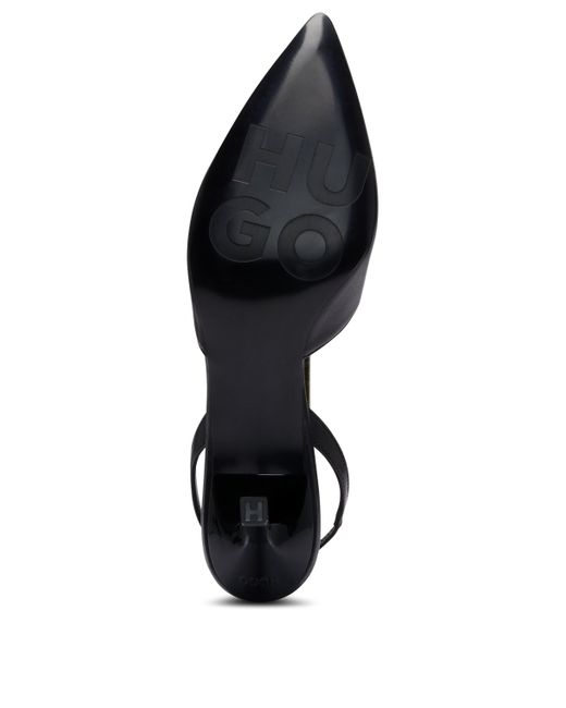 HUGO Black Slingback Pumps In Nappa Leather With Debossed Logo