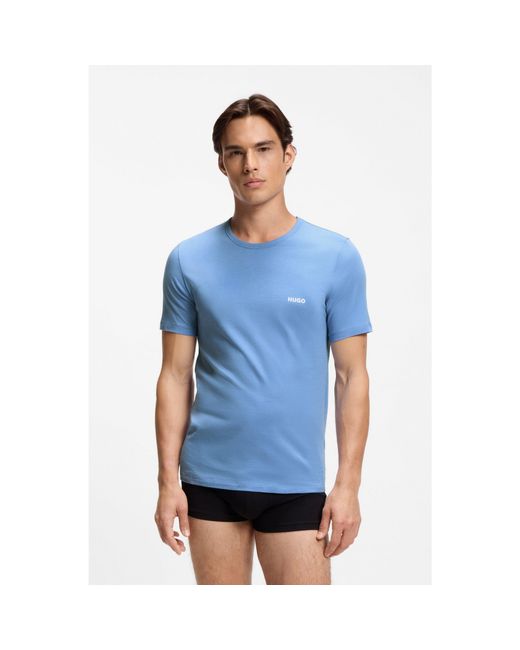 HUGO Blue Three-Pack Of Logo-Print Underwear T-Shirts for men