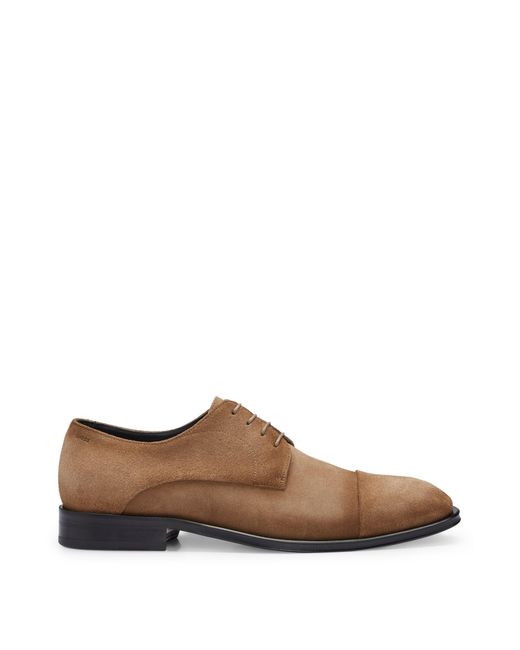BOSS by HUGO BOSS Suede Derby Shoes With Emed Logo in Brown for Men ...