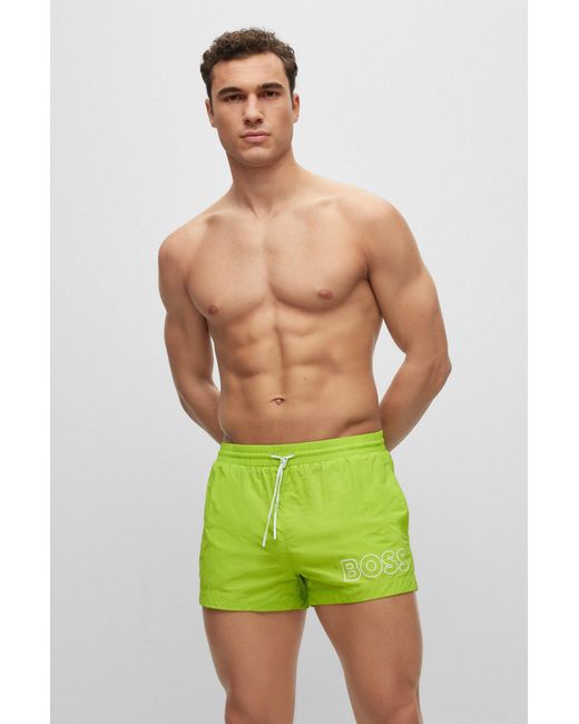 BOSS by HUGO BOSS Quick-drying Swim Shorts With Outline Logo in Green for Men Lyst Canada