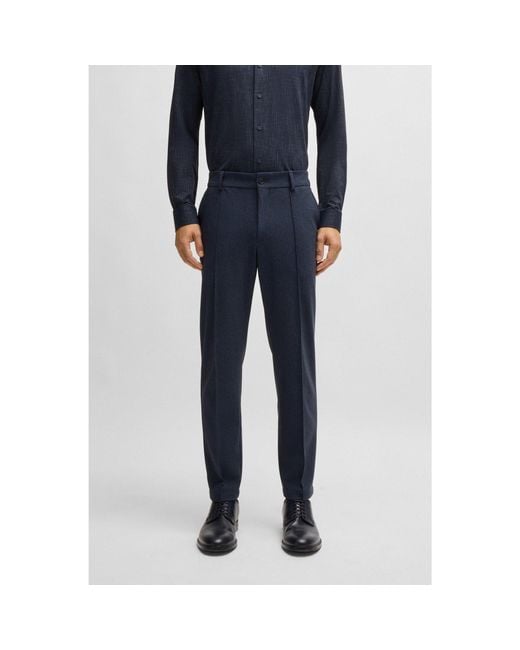 Boss Blue Dressletic Tapered-Fit Trousers for men