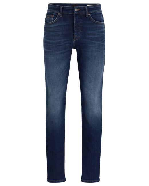 Boss Slim-fit Jeans In Dark-blue Super-stretch Denim for men