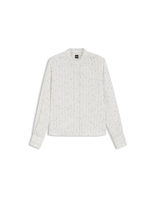 Boss White Regular-Fit Blouse With Broken Stripe