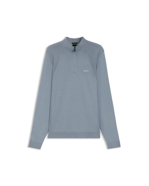 Boss Blue Zip-Neck Sweater for men