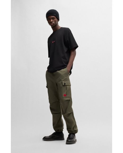 HUGO Green Regular-fit Cargo Trousers In Ripstop Cotton for men