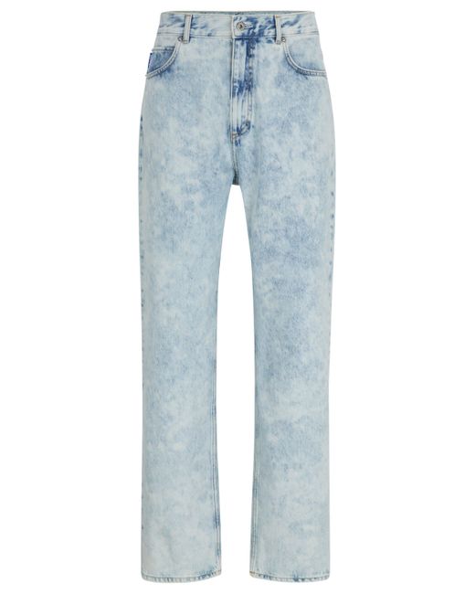 HUGO Baggy-Fit Jeans aus hellblauem Denim in Washed-Optik in Blue für Herren