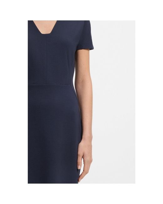 Boss Blue Slim-Fit Dress With Piped Waist