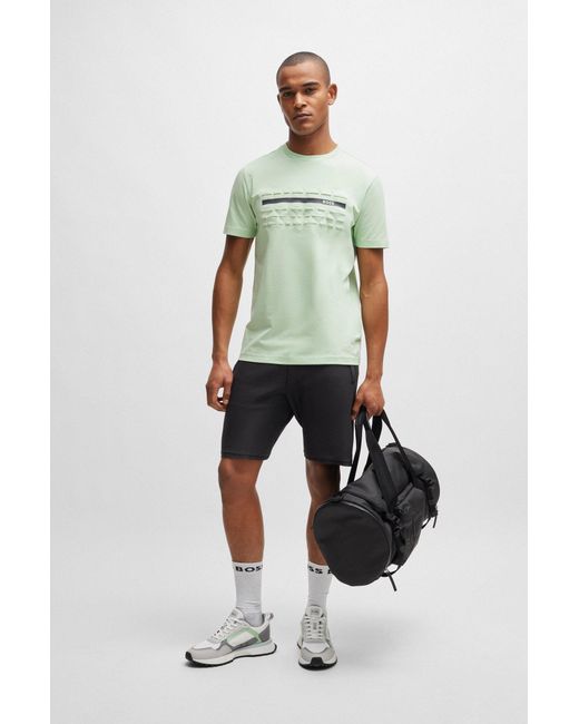 Boss Green Stretch-cotton Regular-fit T-shirt With Emed Artwork for men