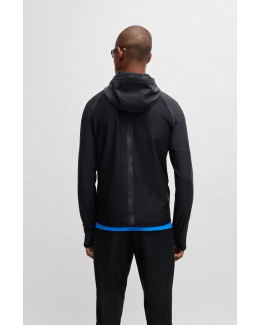 Boss Black Active-Stretch Zip-Up Hoodie With Logo Detail for men