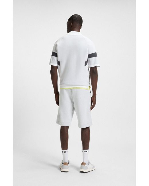 Boss Relaxed-Fit Short Van Jacquard Met Stiksels in het Blue voor heren