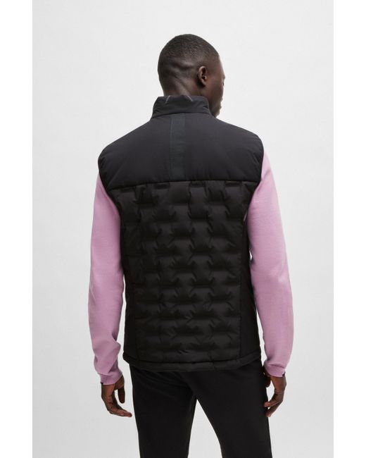 Boss Black Water-repellent Gilet With Quilting for men