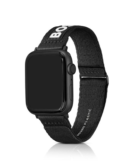 BOSS by Hugo Boss Black Woven Apple Watch Strap With Contrast Logo Men's Watches for men