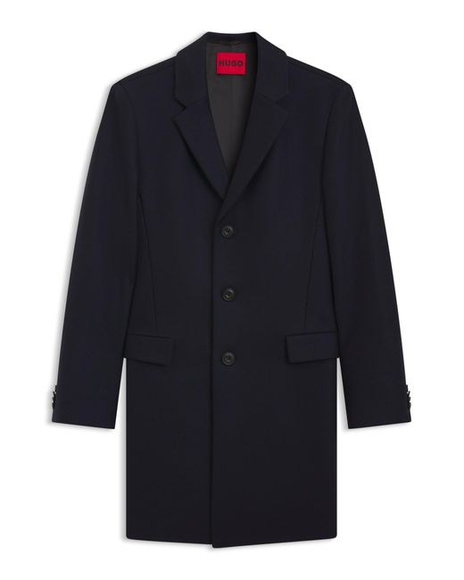 HUGO Slim-Fit Mantel Aus Woll-Mix Mit Kaschmir in Blue für Herren