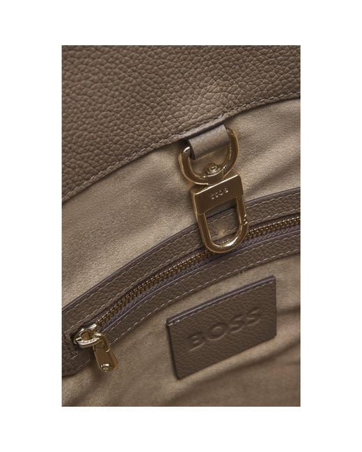 Boss Brown Leather Bucket Bag With-Tone Hardware
