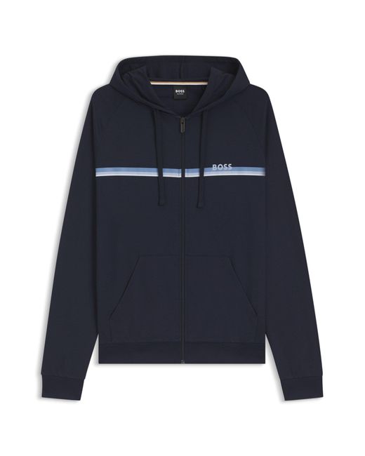 Boss Hoodie Aus Baumwoll-Terry Mit Reißverschluss in Blue für Herren