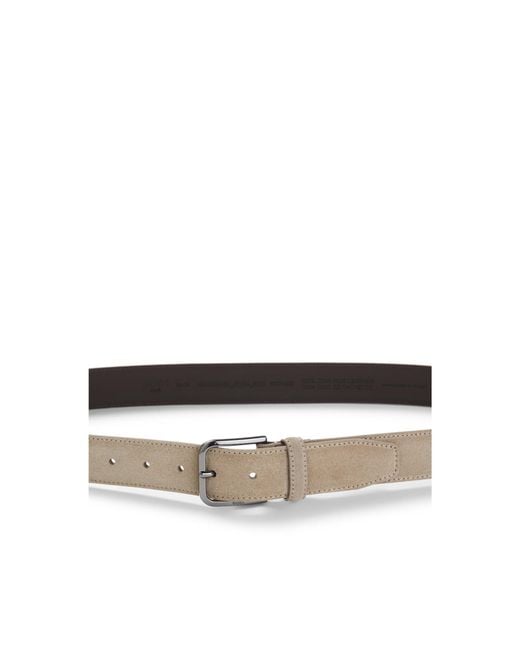 Boss Gray Leather Business Belt With Polished Gunmetal Buckle for men